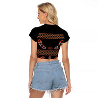 Toghu Raglan Cropped T Shirt Cameroon Traditional Pattern