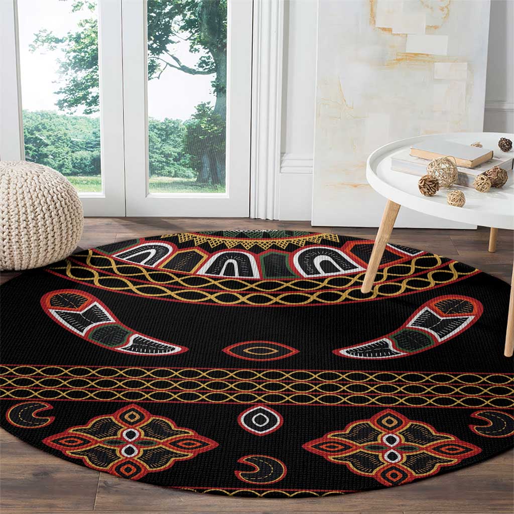 Toghu Round Carpet Cameroon Traditional Pattern