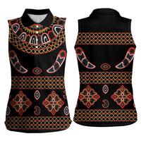 Toghu Women Sleeveless Polo Shirt Cameroon Traditional Pattern