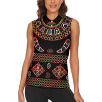 Toghu Women Sleeveless Polo Shirt Cameroon Traditional Pattern