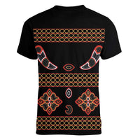 Toghu Women V-Neck T-Shirt Cameroon Traditional Pattern