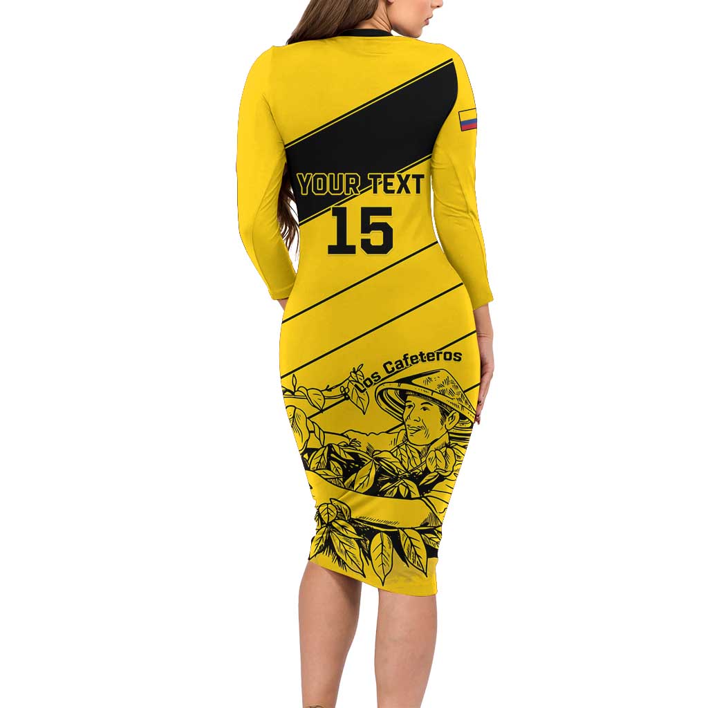 Custom Colombia Football Family Matching Long Sleeve Bodycon Dress and Hawaiian Shirt Go Los Cafeteros