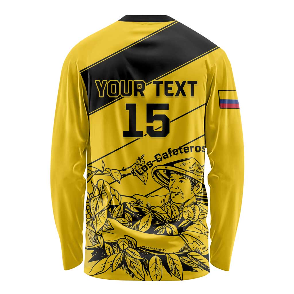 Custom Colombia Football Long Sleeve Shirt Go Los Cafeteros