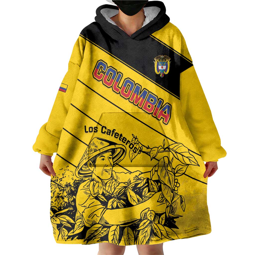 Custom Colombia Football Wearable Blanket Hoodie Go Los Cafeteros