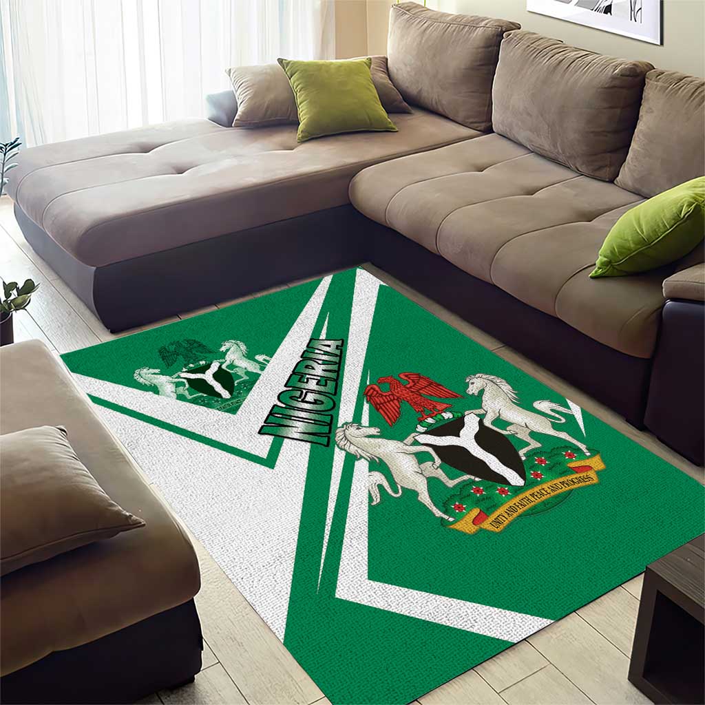 Nigeria Coat Of Arms Area Rug Sporty Style