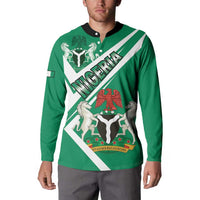 Nigeria Coat Of Arms Button Sweatshirt Sporty Style