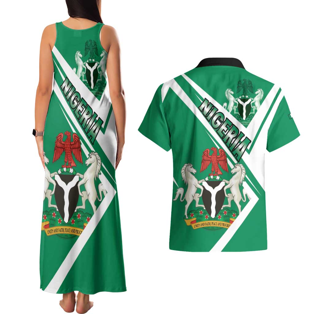 Nigeria Coat Of Arms Couples Matching Tank Maxi Dress and Hawaiian Shirt Sporty Style