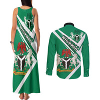 Nigeria Coat Of Arms Couples Matching Tank Maxi Dress and Long Sleeve Button Shirt Sporty Style