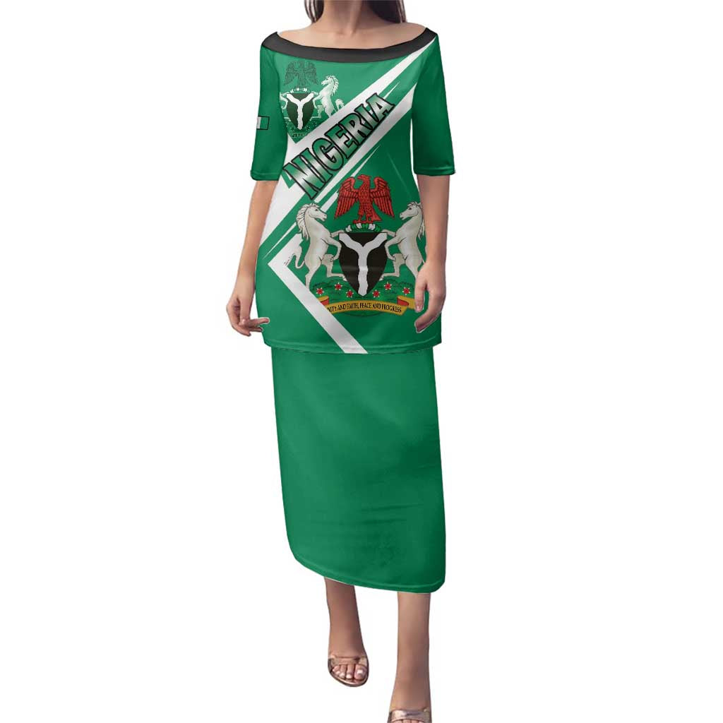 Nigeria Coat Of Arms Family Matching Puletasi and Hawaiian Shirt Sporty Style