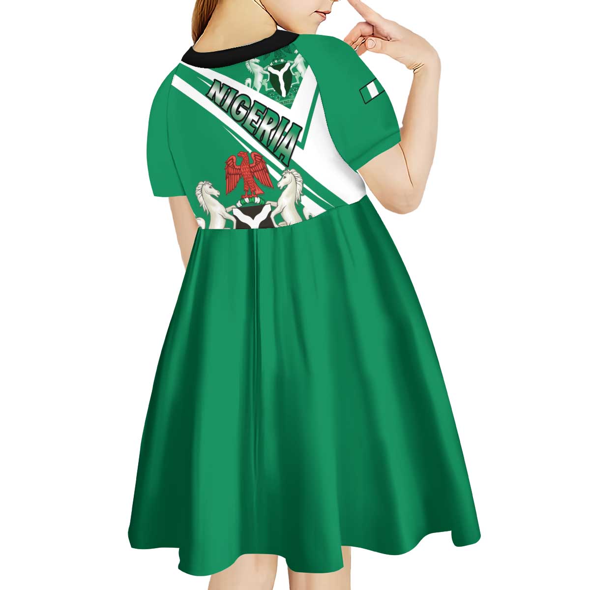 Nigeria Coat Of Arms Kid Short Sleeve Dress Sporty Style