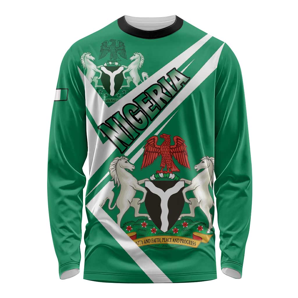 Nigeria Coat Of Arms Long Sleeve Shirt Sporty Style