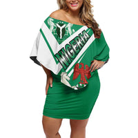 Nigeria Coat Of Arms Off Shoulder Short Dress Sporty Style