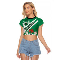 Nigeria Coat Of Arms Raglan Cropped T Shirt Sporty Style