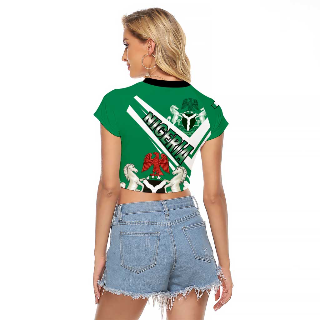Nigeria Coat Of Arms Raglan Cropped T Shirt Sporty Style