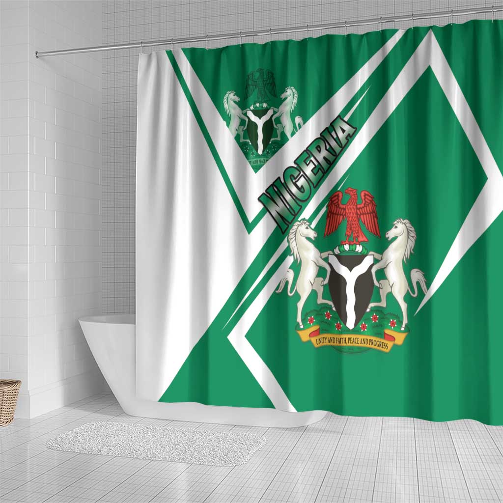 Nigeria Coat Of Arms Shower Curtain Sporty Style