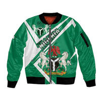 Nigeria Coat Of Arms Sleeve Zip Bomber Jacket Sporty Style