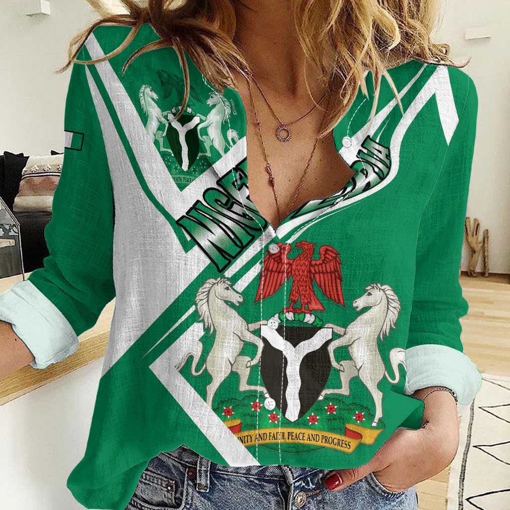 Nigeria Coat Of Arms Women Casual Shirt Sporty Style
