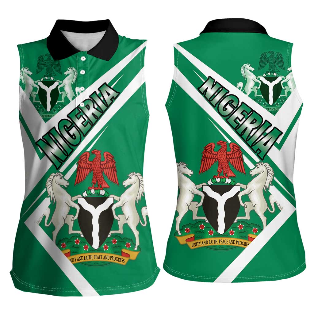 Nigeria Coat Of Arms Women Sleeveless Polo Shirt Sporty Style