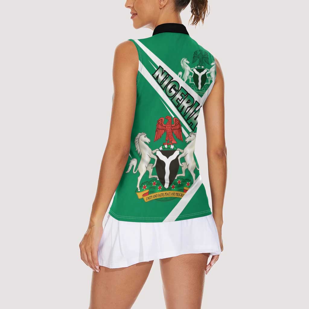 Nigeria Coat Of Arms Women Sleeveless Polo Shirt Sporty Style