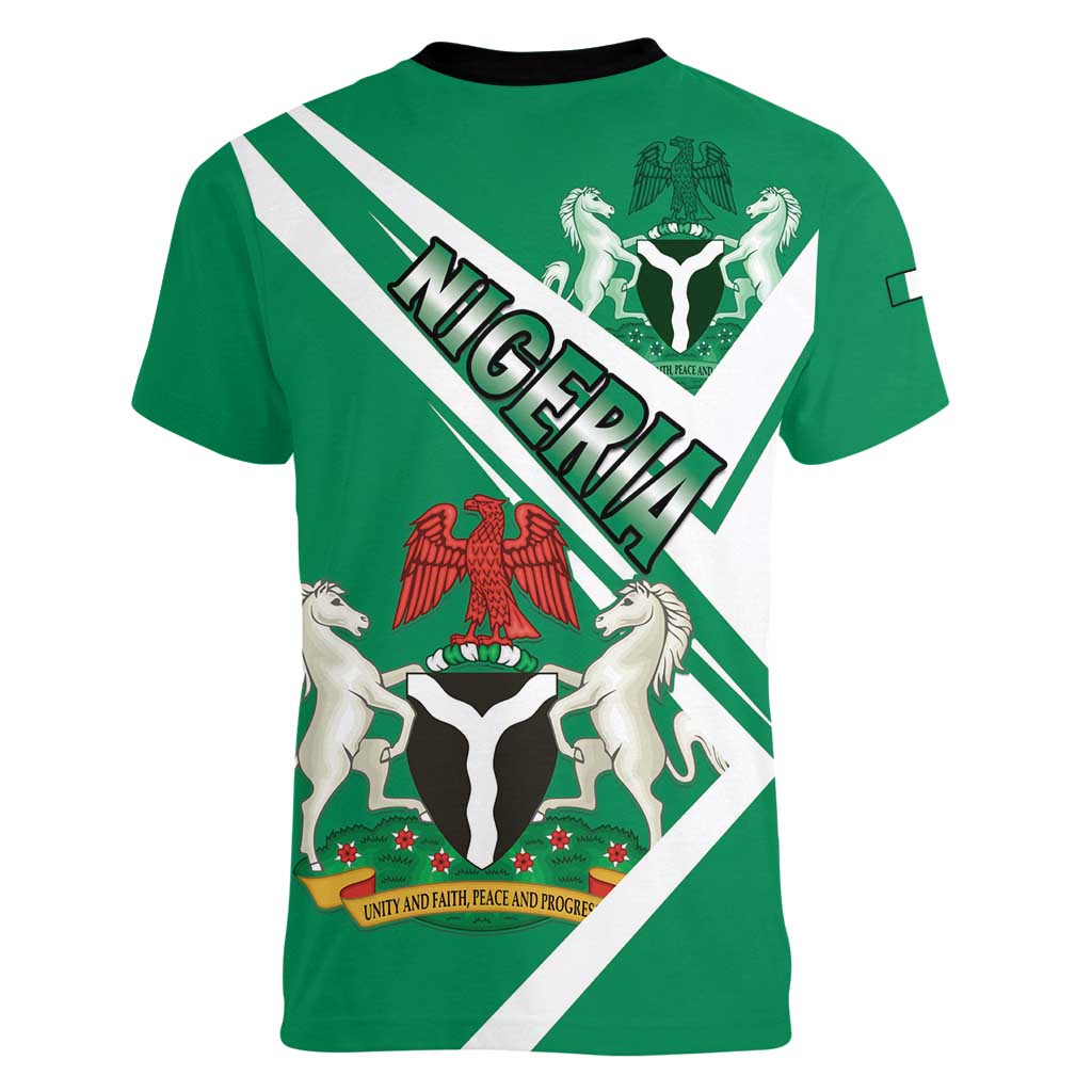 Nigeria Coat Of Arms Women V-Neck T-Shirt Sporty Style