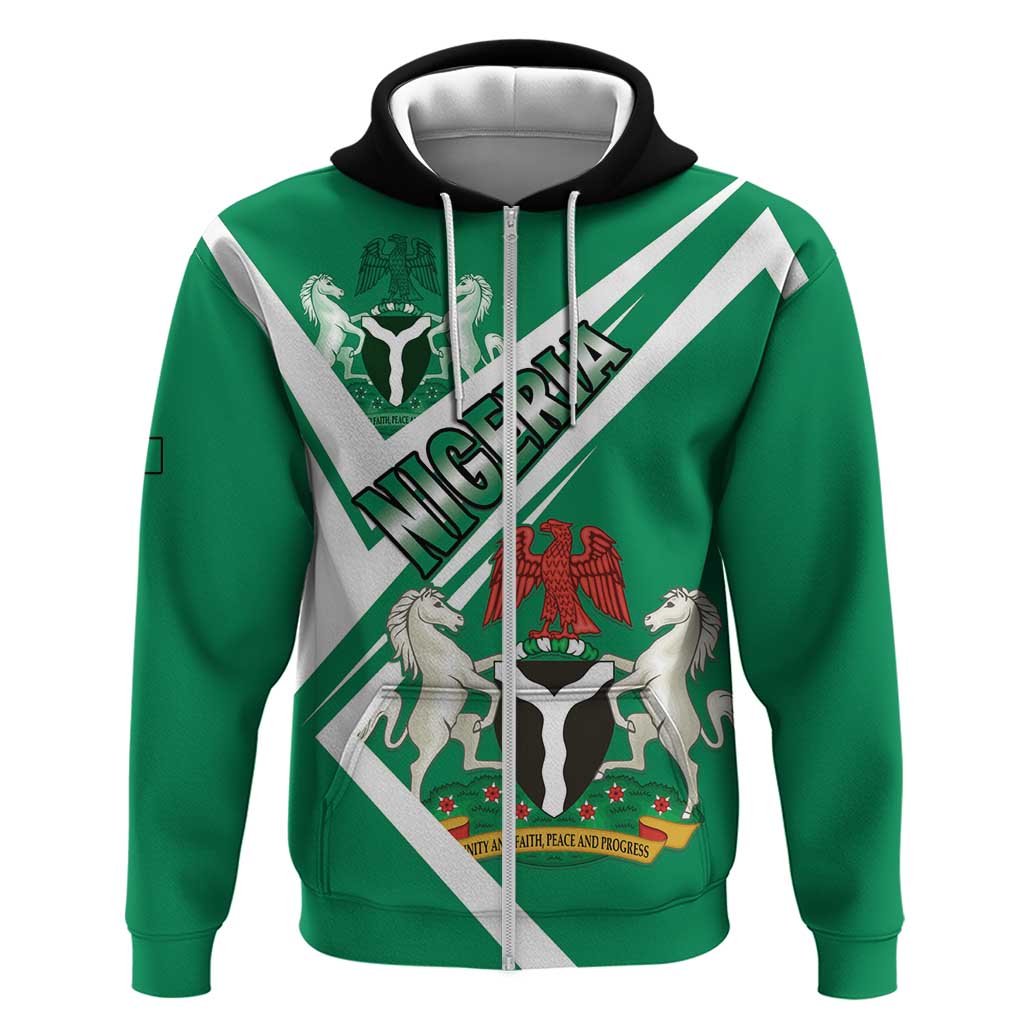 Nigeria Coat Of Arms Zip Hoodie Sporty Style