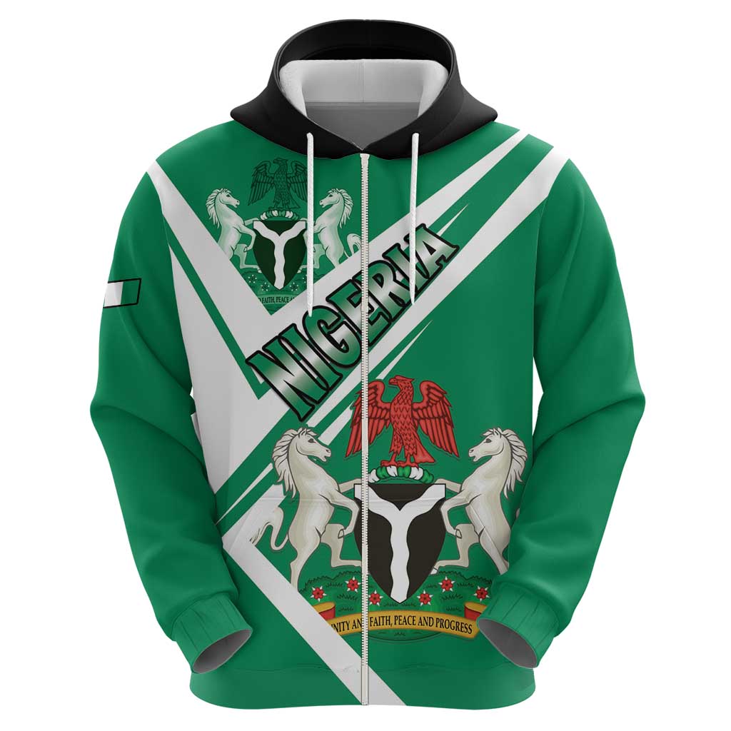 Nigeria Coat Of Arms Zip Hoodie Sporty Style