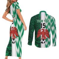Custom Nigeria Football Couples Matching Short Sleeve Bodycon Dress and Long Sleeve Button Shirt Come On Super Eagles