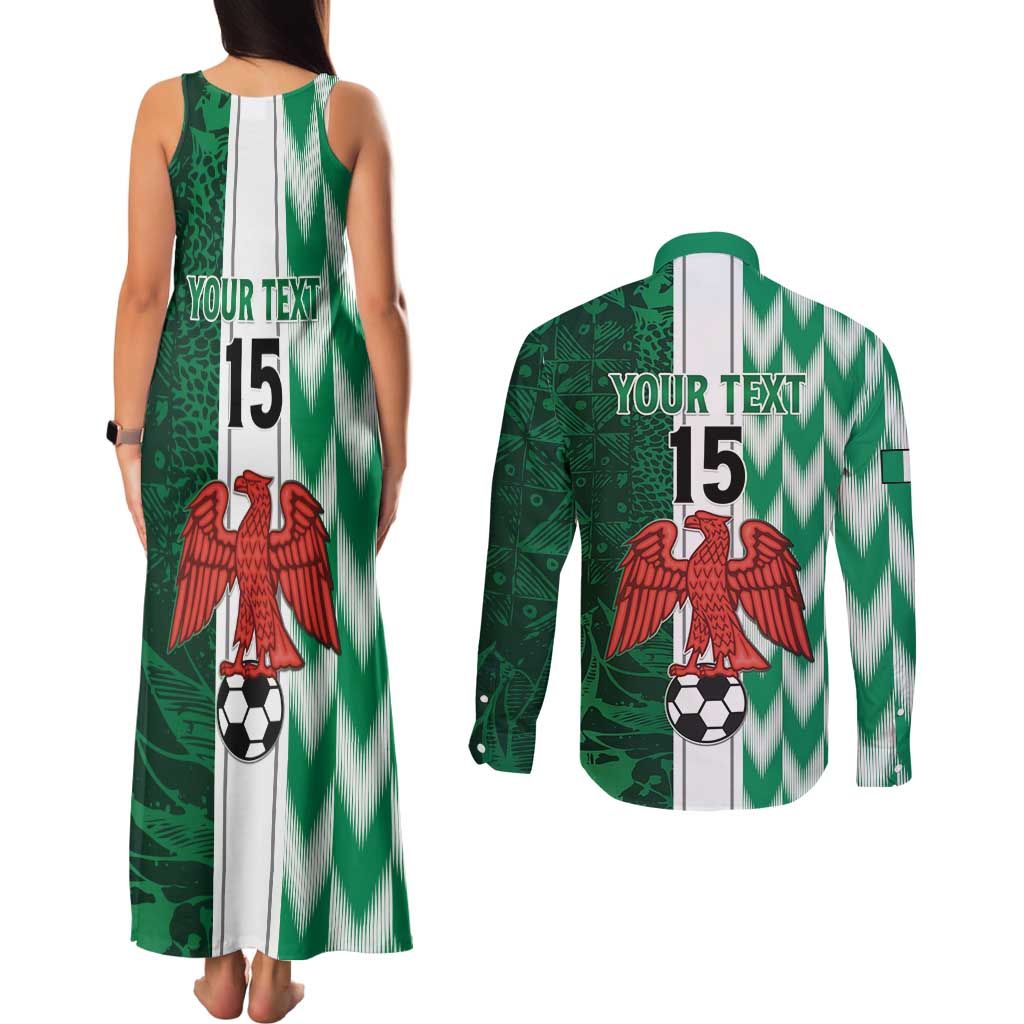 Custom Nigeria Football Couples Matching Tank Maxi Dress and Long Sleeve Button Shirt Come On Super Eagles