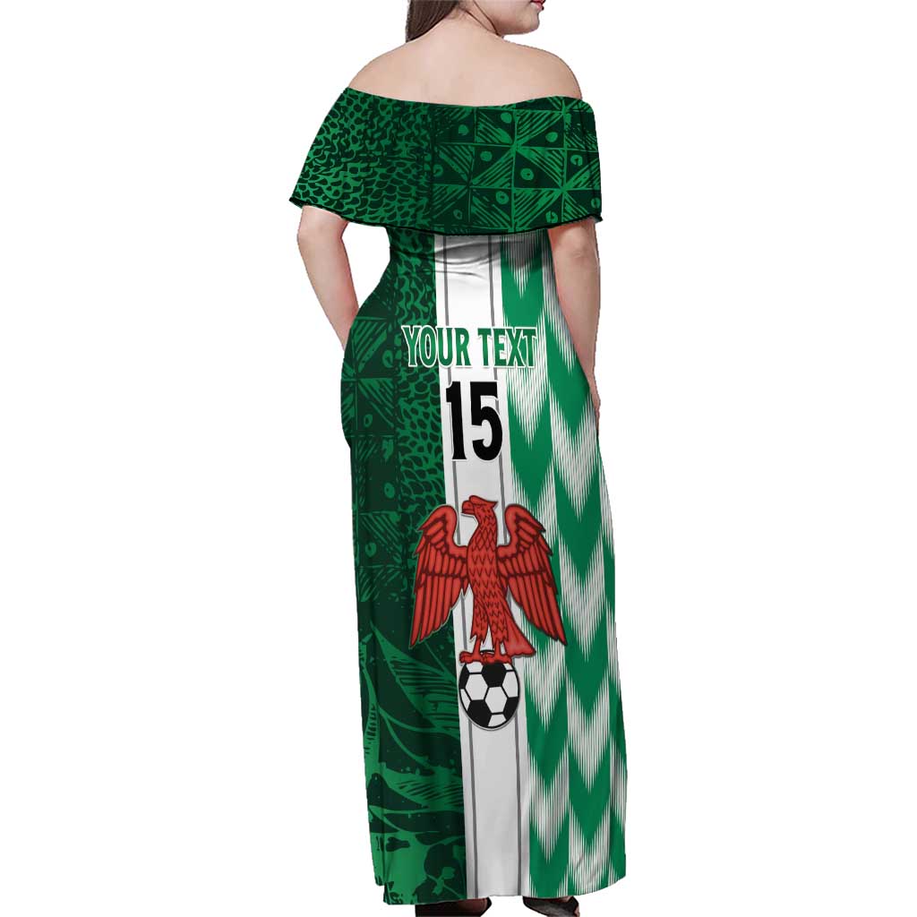 Custom Nigeria Football Family Matching Off Shoulder Maxi Dress and Hawaiian Shirt Come On Super Eagles