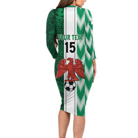 Custom Nigeria Football Long Sleeve Bodycon Dress Come On Super Eagles