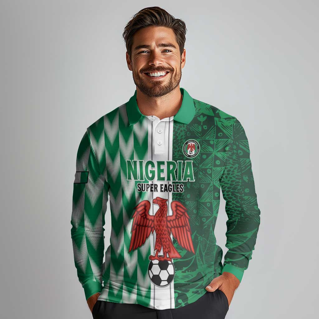 Custom Nigeria Football Long Sleeve Polo Shirt Come On Super Eagles