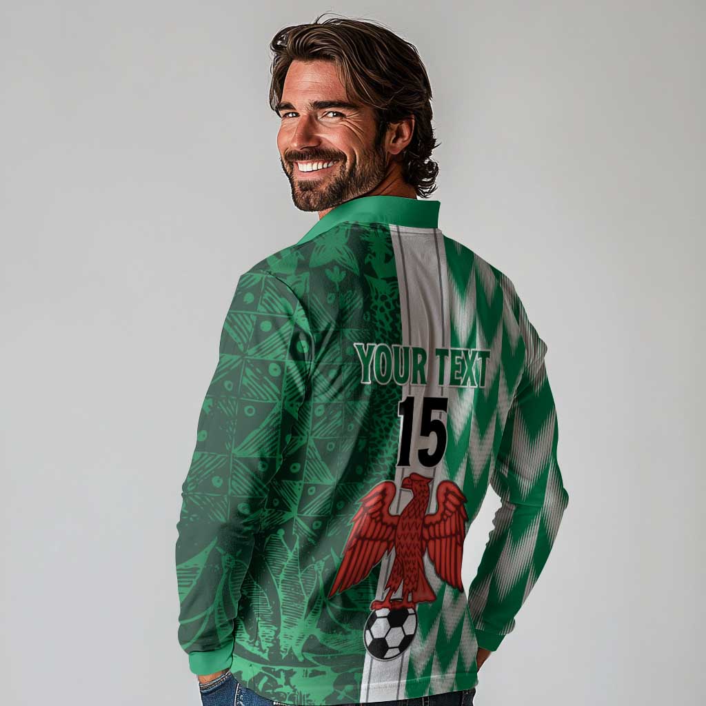 Custom Nigeria Football Long Sleeve Polo Shirt Come On Super Eagles