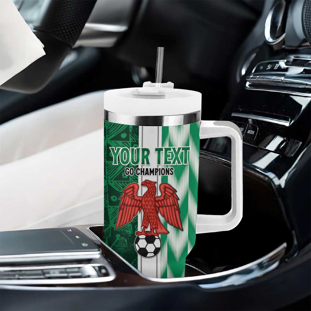 Custom Nigeria Football Tumbler With Handle Come On Super Eagles
