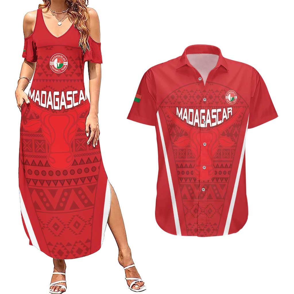 Custom Madagascar Football Couples Matching Summer Maxi Dress and Hawaiian Shirt Go Barea Go