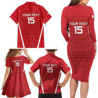 Custom Madagascar Football Family Matching Long Sleeve Bodycon Dress and Hawaiian Shirt Go Barea Go
