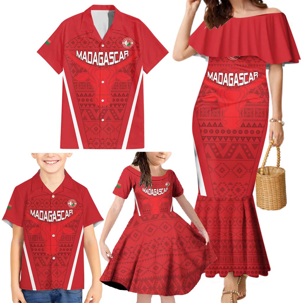 Custom Madagascar Football Family Matching Mermaid Dress and Hawaiian Shirt Go Barea Go