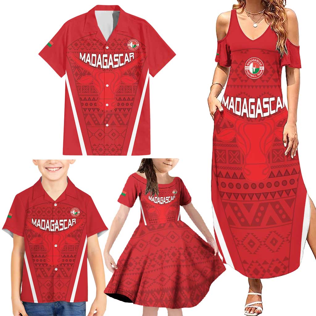 Custom Madagascar Football Family Matching Summer Maxi Dress and Hawaiian Shirt Go Barea Go