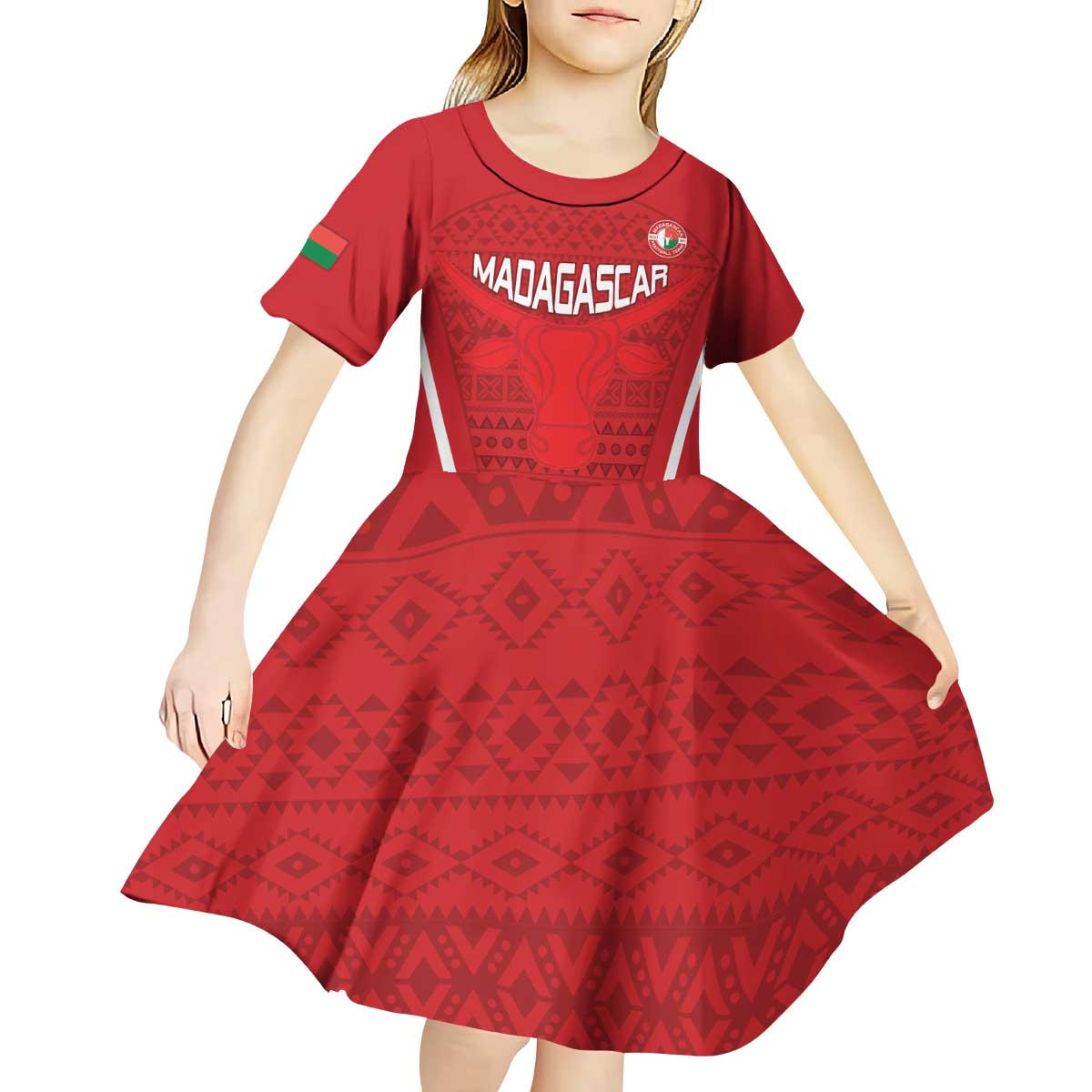Custom Madagascar Football Kid Short Sleeve Dress Go Barea Go