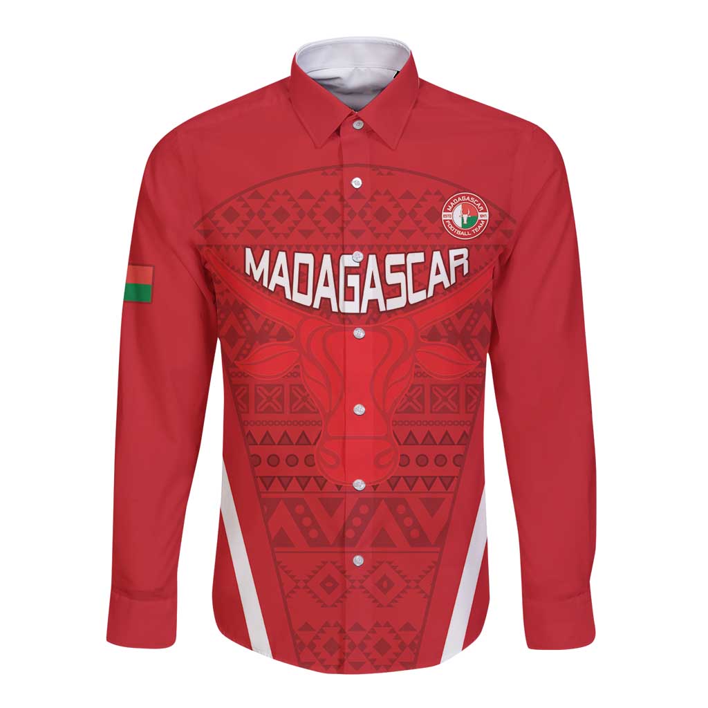 Custom Madagascar Football Long Sleeve Button Shirt Go Barea Go