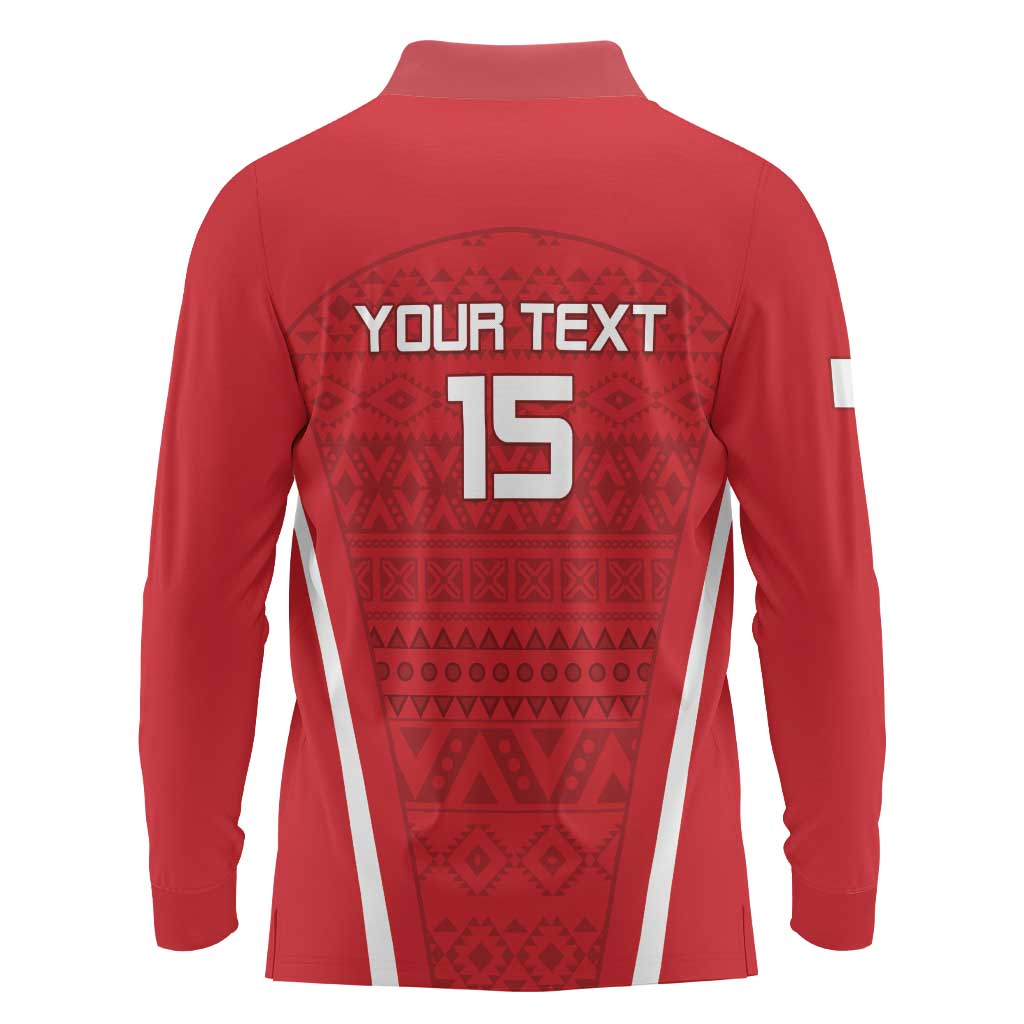 Custom Madagascar Football Long Sleeve Polo Shirt Go Barea Go