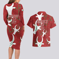 Custom Madagascar Football Couples Matching Long Sleeve Bodycon Dress and Hawaiian Shirt Alefa Barea