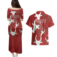 Custom Madagascar Football Couples Matching Puletasi and Hawaiian Shirt Alefa Barea