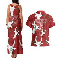 Custom Madagascar Football Couples Matching Tank Maxi Dress and Hawaiian Shirt Alefa Barea