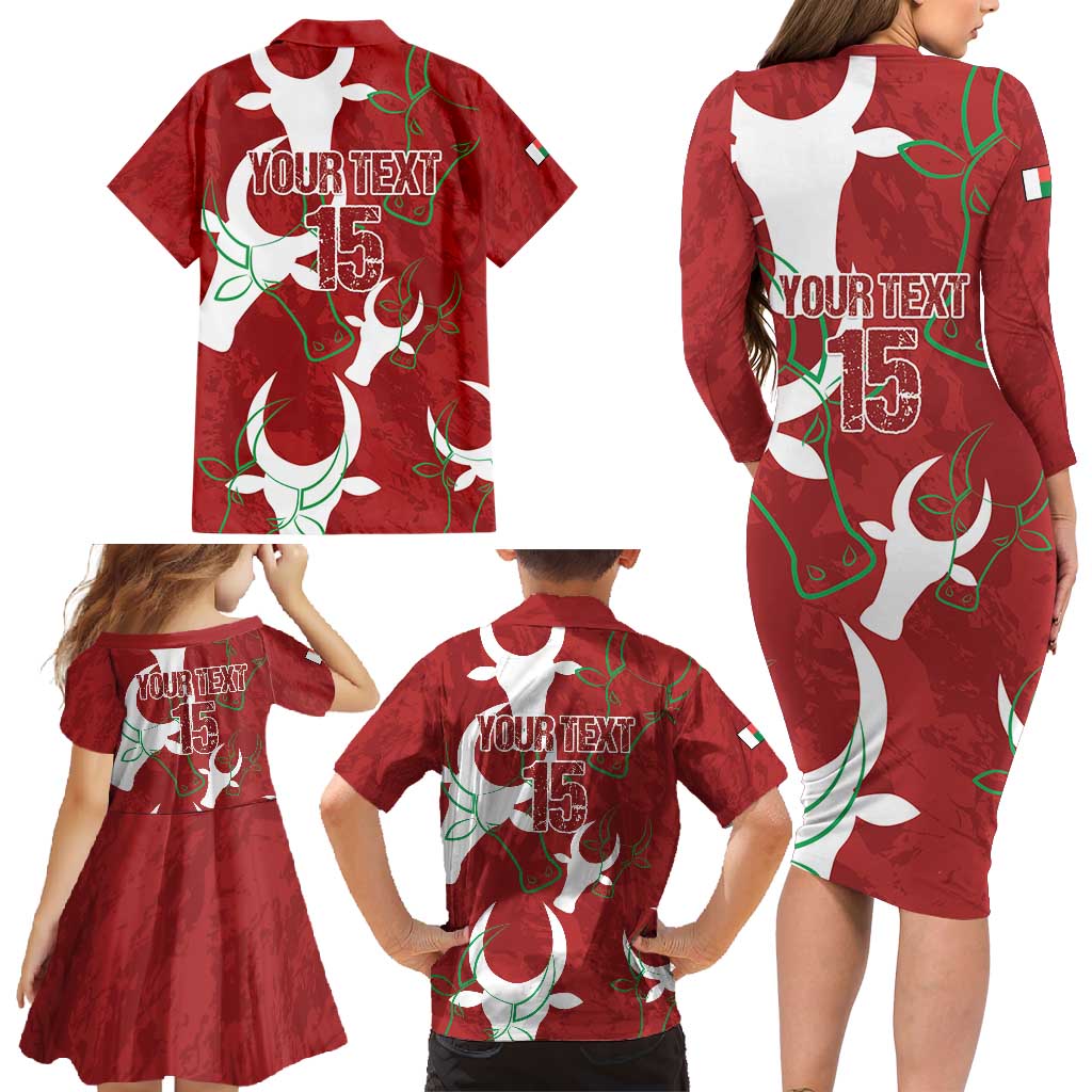Custom Madagascar Football Family Matching Long Sleeve Bodycon Dress and Hawaiian Shirt Alefa Barea
