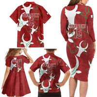 Custom Madagascar Football Family Matching Long Sleeve Bodycon Dress and Hawaiian Shirt Alefa Barea