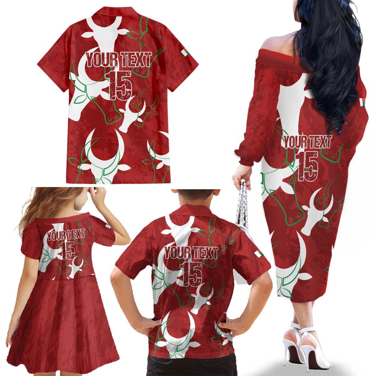 Custom Madagascar Football Family Matching Off The Shoulder Long Sleeve Dress and Hawaiian Shirt Alefa Barea