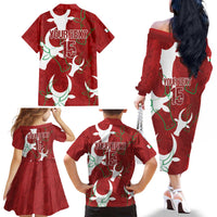 Custom Madagascar Football Family Matching Off The Shoulder Long Sleeve Dress and Hawaiian Shirt Alefa Barea