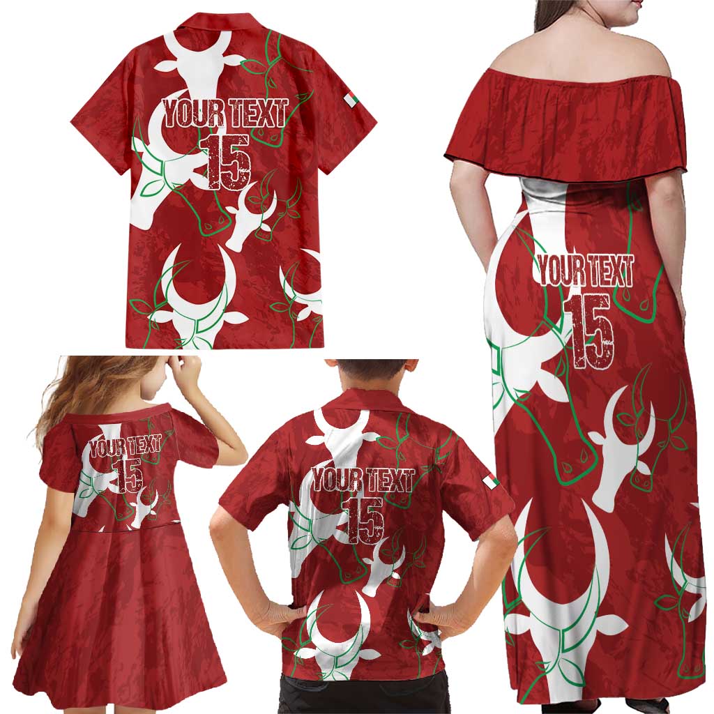 Custom Madagascar Football Family Matching Off Shoulder Maxi Dress and Hawaiian Shirt Alefa Barea
