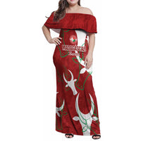 Custom Madagascar Football Family Matching Off Shoulder Maxi Dress and Hawaiian Shirt Alefa Barea