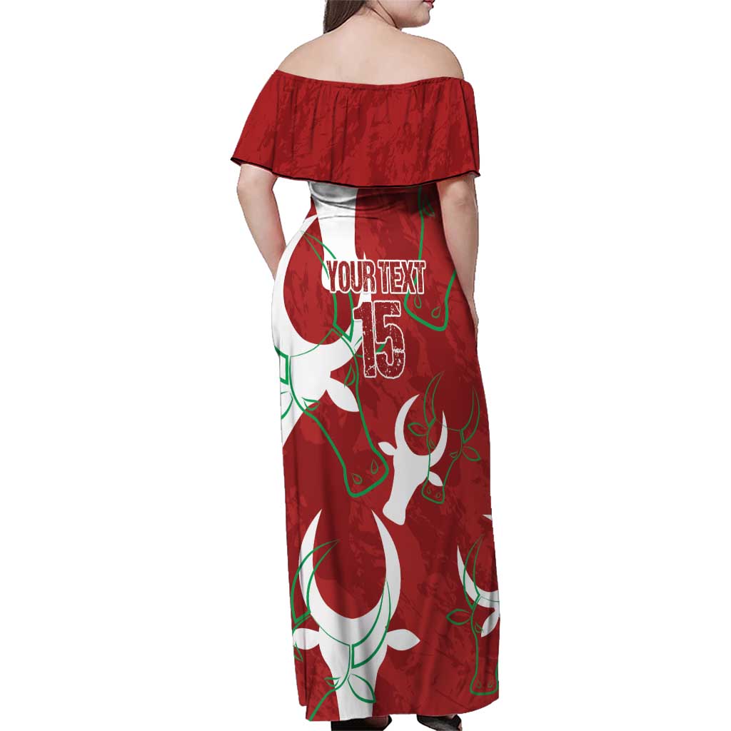 Custom Madagascar Football Family Matching Off Shoulder Maxi Dress and Hawaiian Shirt Alefa Barea